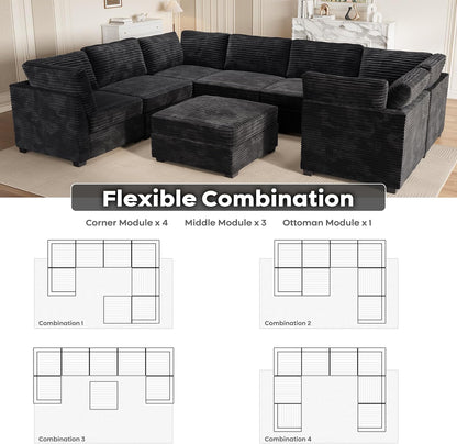 ovios Sectional Sofa Couch with U-Shape Chaise Sofa Bed, Comfy Modular Cloud Couches with Deep