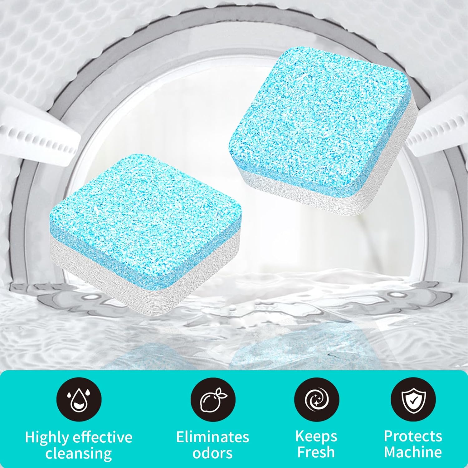 Washing Machine Cleaner Tablets 24 Pack -1 Year Supply for HE Front Loader & Top Load Washer,Septic