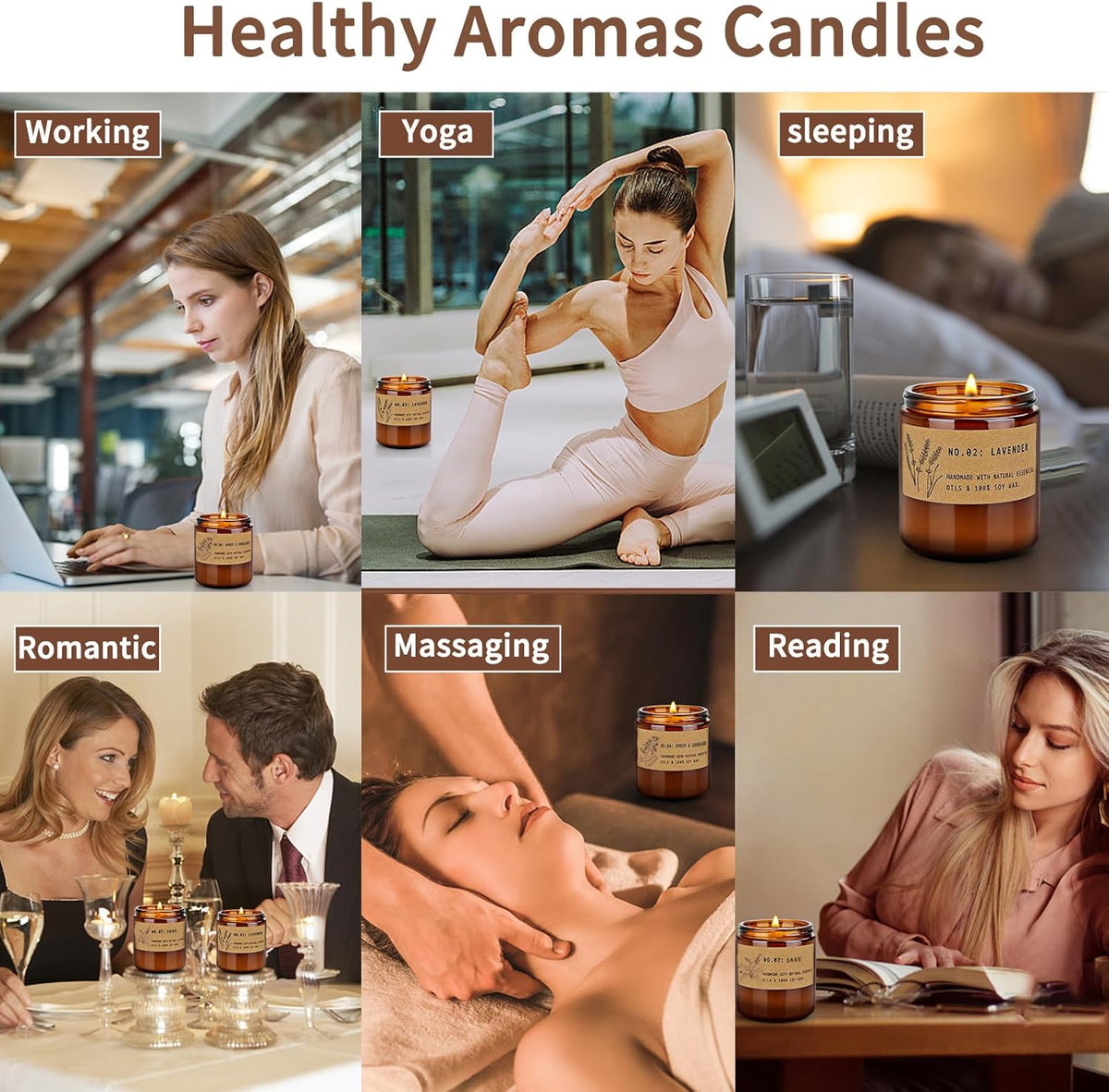 Aromatherapy Candles for Home Scented, Candle Gift Set for Stress Relief | Meditation | Yoga | SPA