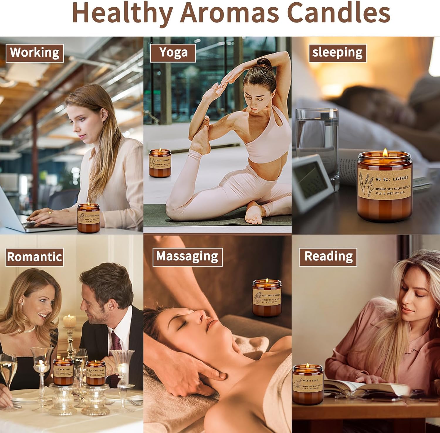 Aromatherapy Candles for Home Scented, Candle Gift Set for Stress Relief | Meditation | Yoga | SPA