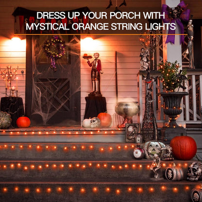 suddus Orange Halloween Fairy Lights Battery Operated, 66ft 200 LED Copper Wire Twinkle Lights