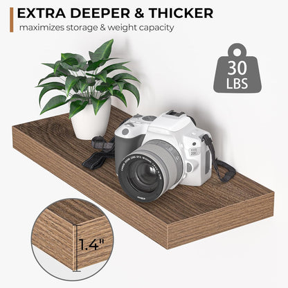 Fun Memories Floating Shelves - 16 Inch Wall Shelf for Decor & Storage - Wall Mounted Display