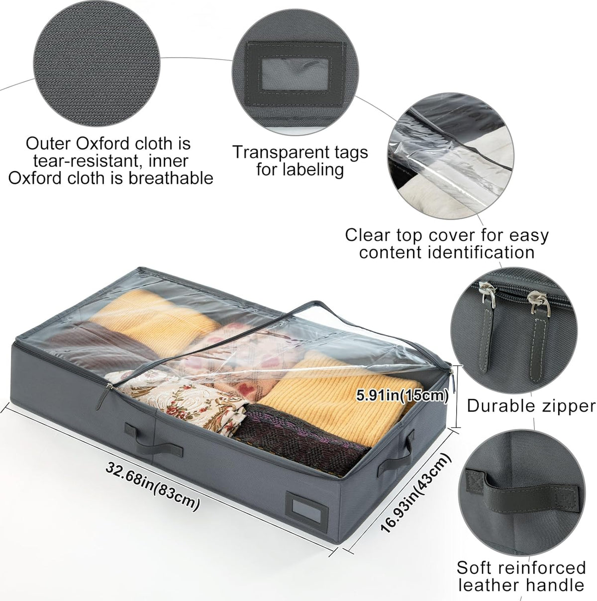 6-Inch Under Bed Organizer, Under Bed Storage Container, Under Crib/Couch Storage, Underbed Storage