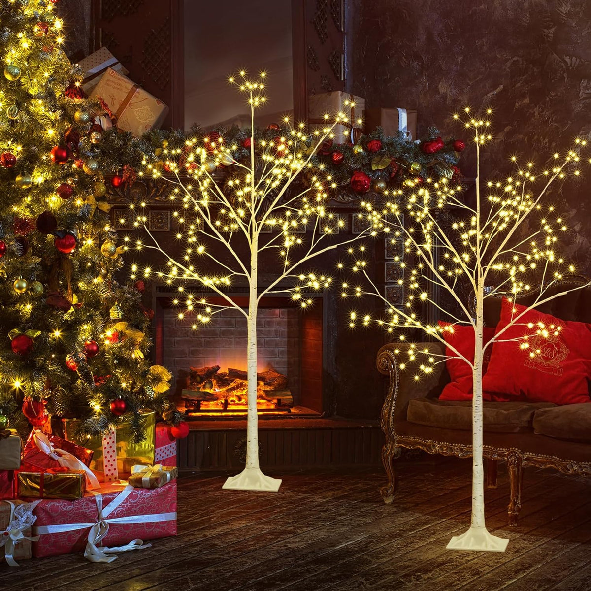 288 LED Birch Tree Lighted with Remote Control, Electric Plug in DIY Artificial Tree Lights, Fairy