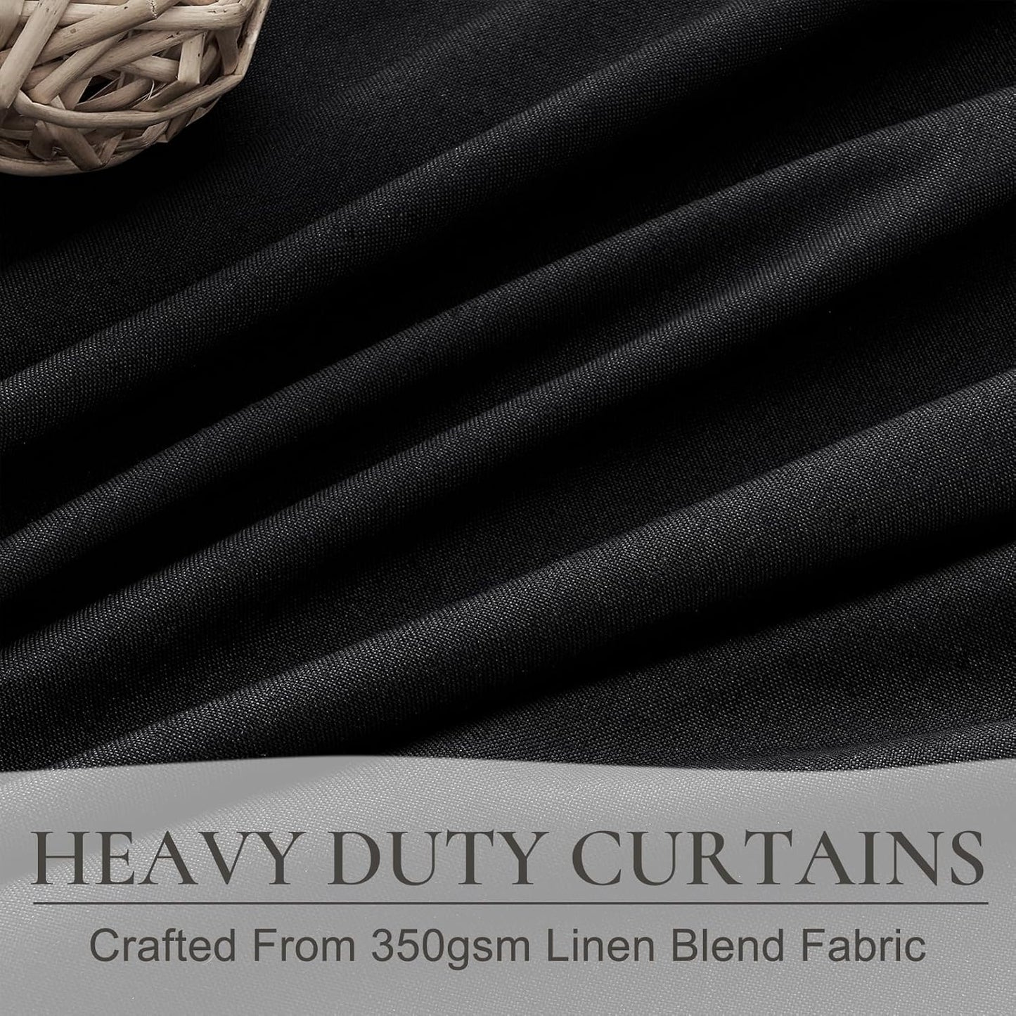 Blackout Curtains 108 Inches Long, Modern Pinch Pleated Linen Drapes for Sliding Glass Doors