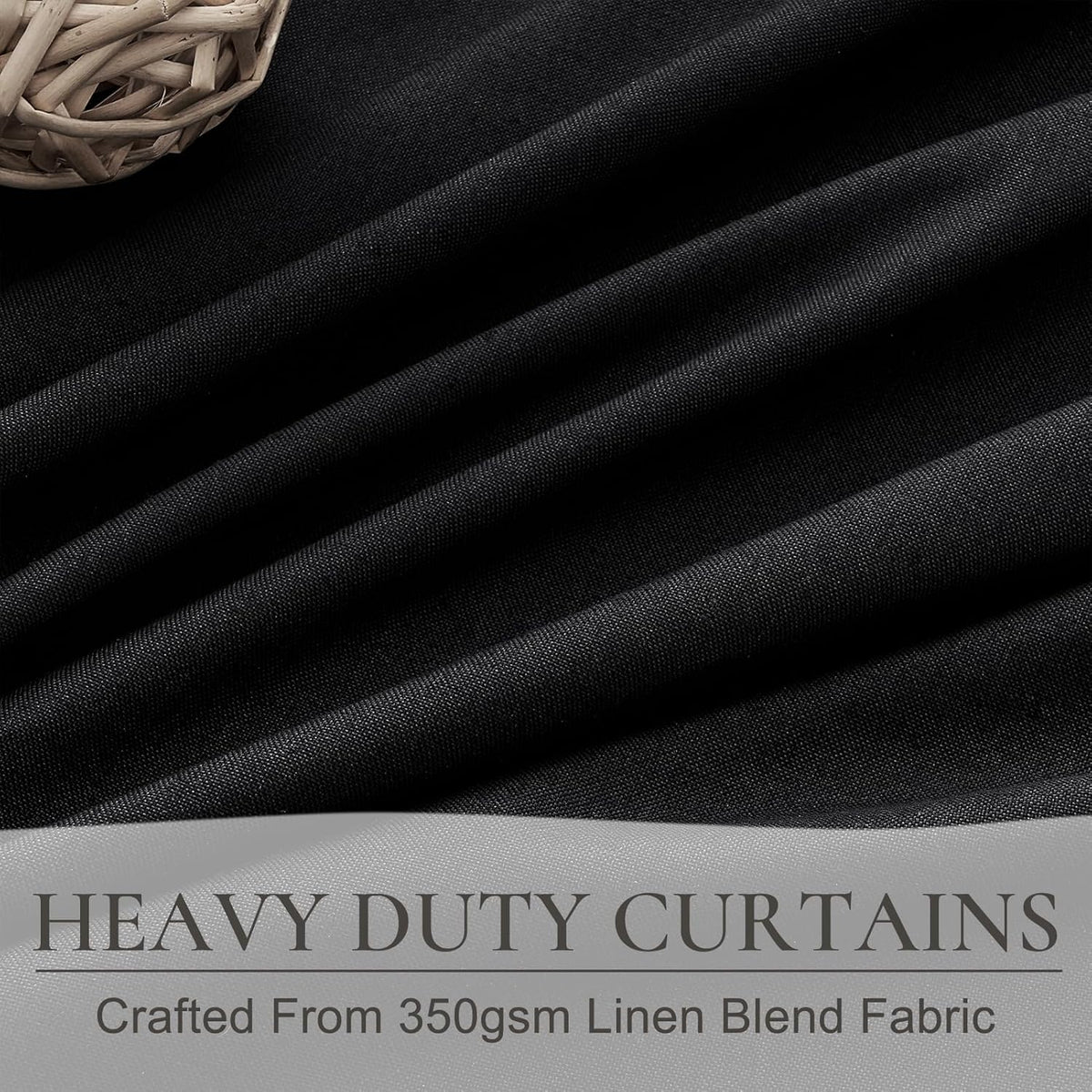 Long Black Blackout Boho Curtains, Linen Darkening Curtains for Bedroom/Nursery 102 Inches Long 2