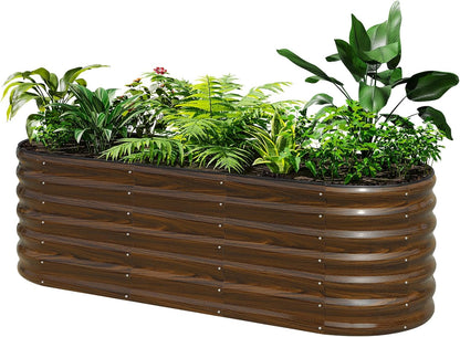 SnugNiture Galvanized Steel Raised Garden Bed, 6x2x2 ft, Outdoor Oval Deep Root Planter Box for