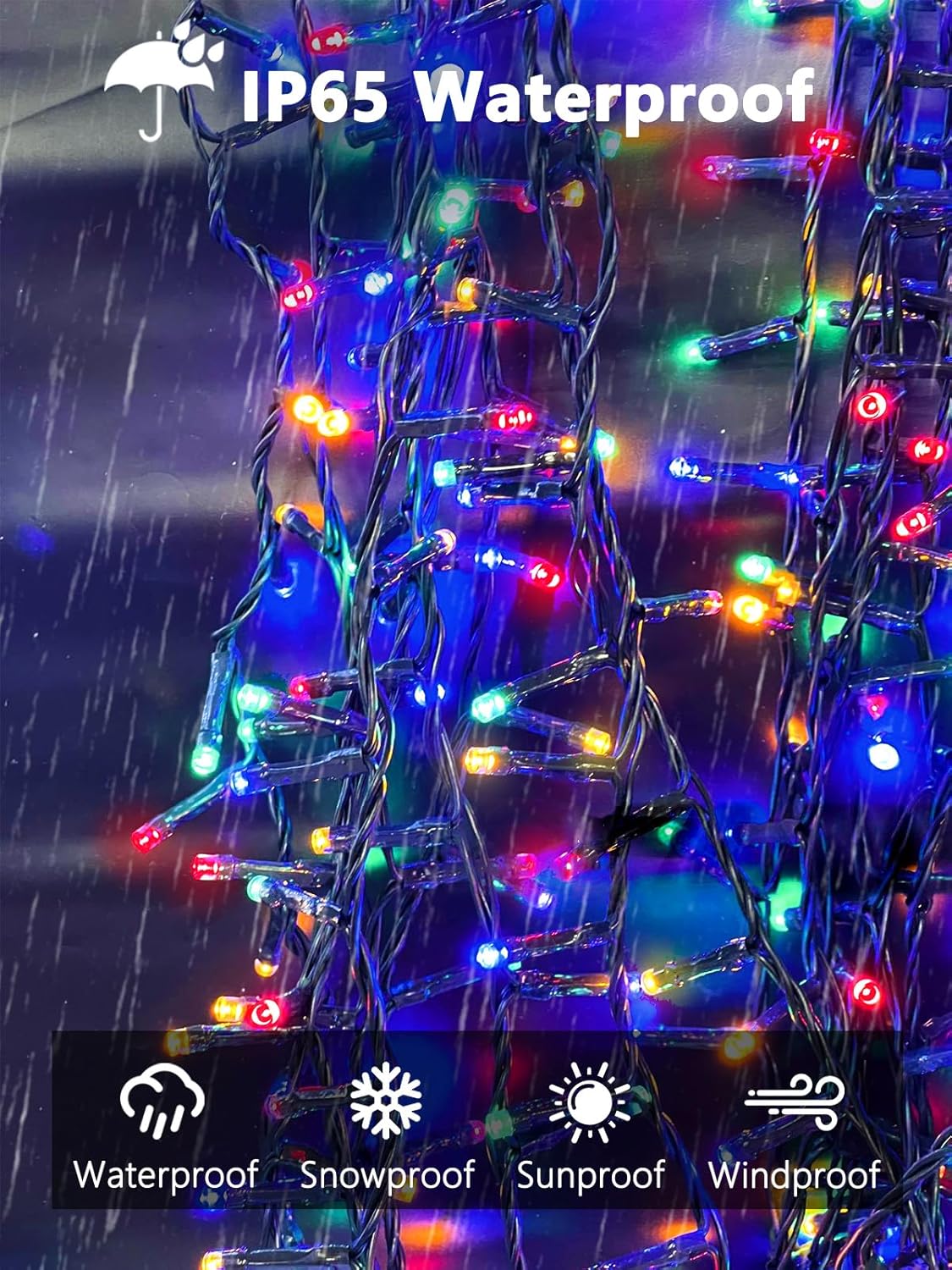 4 Pack 400 LED Solar Christmas Lights Outdoor, Solar String Lights for Outside with 8 Lighting