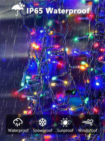 4 Pack 400 LED Solar Christmas Lights Outdoor, Solar String Lights for Outside with 8 Lighting