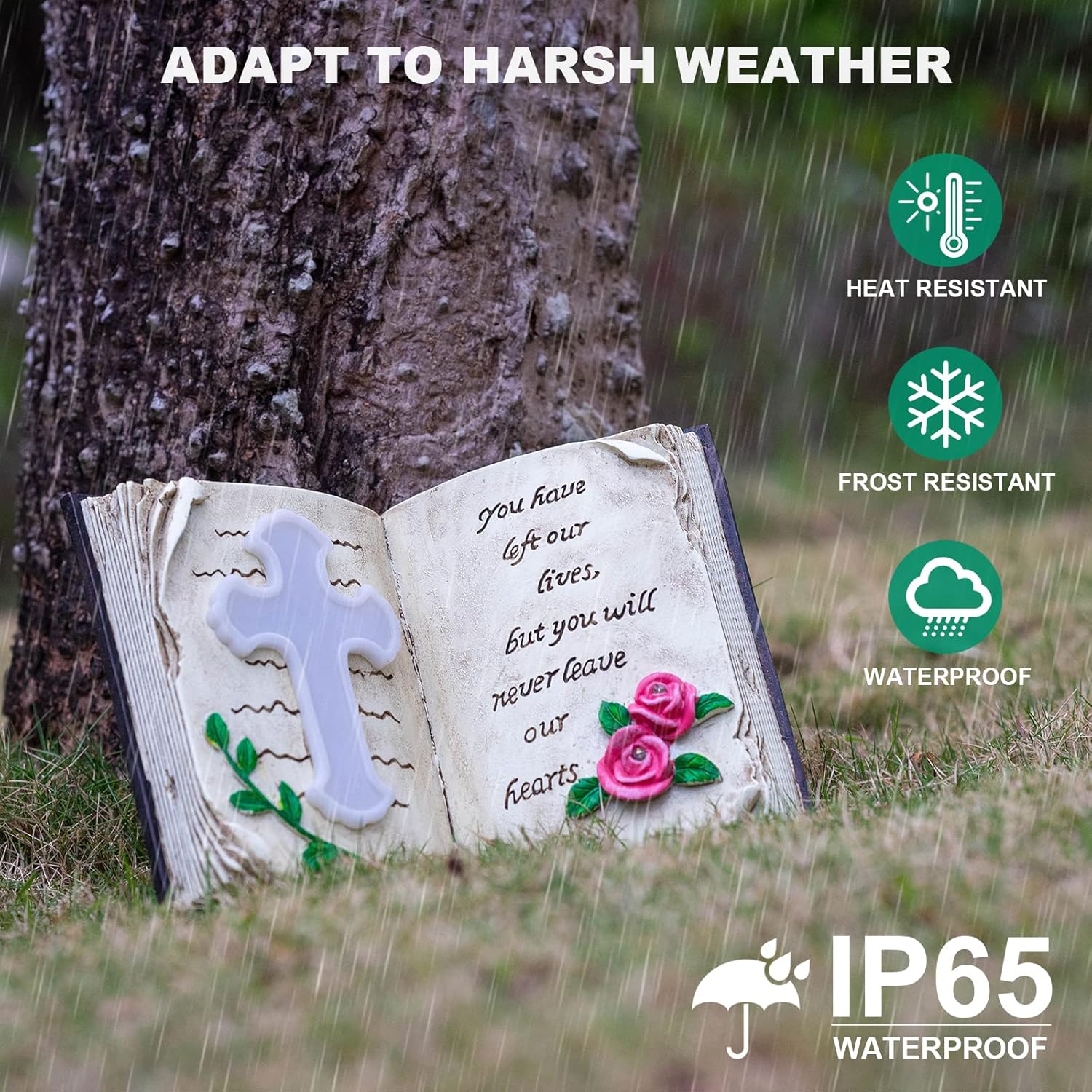 Outdoor Solar Bible Cross Garden Stakes Lights, Waterproof Memorial Grave Decorations Gifts for