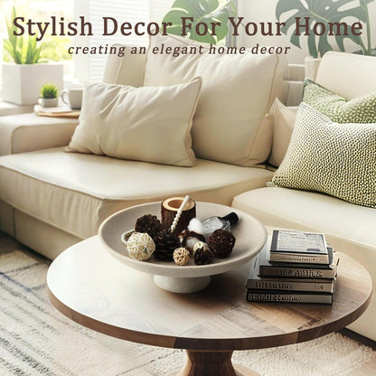 Modern Resin Pedestal Decorative Bowl, Large Fruit Bowl for Kitchen Counter, Stylish Key Bowl for