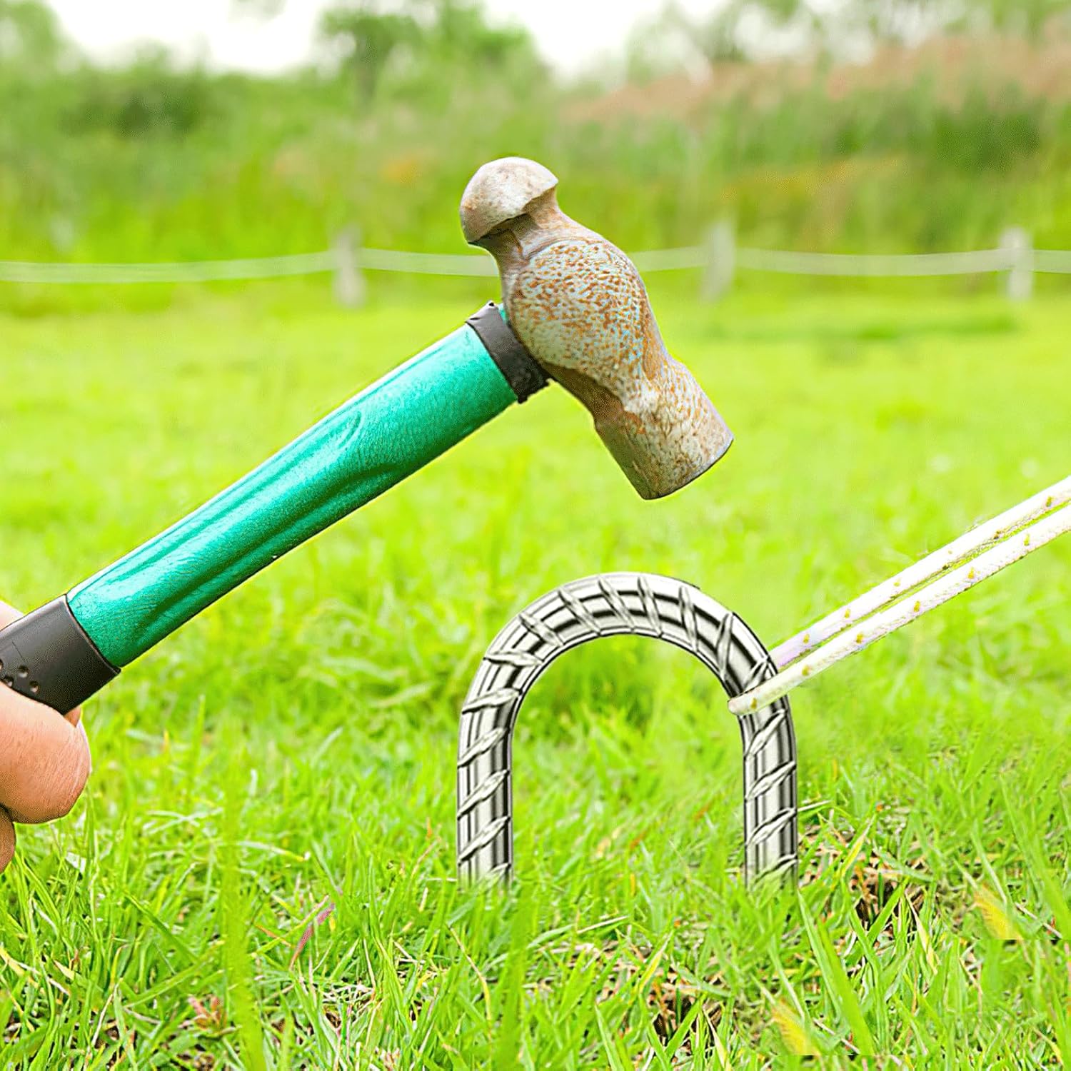 Rebar-Stakes-12-Inch, Ground Stakes Heavy Duty U-Hook Galvanized Anti-Rust Tent Stakes Heavy Duty