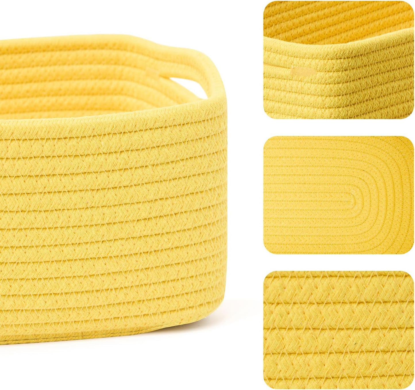Small Storage Baskets for Organizing | Closet Organizer Bins | Shelf Toy Basket | Woven Rope