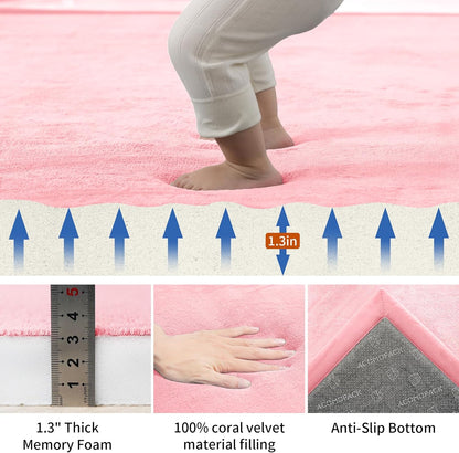 ACOMOPACK Baby Play Mat for Floor,1.3" Thick Memory Foam Area Rug for Living Room,Soft Velvet