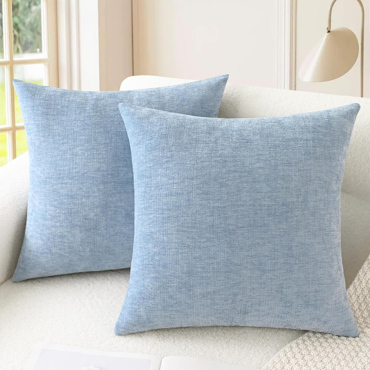 CaliTime Throw Pillow Covers Decorative 18 X 18 Inches Pack of 2 Cozy Chenille Cushion Cases for