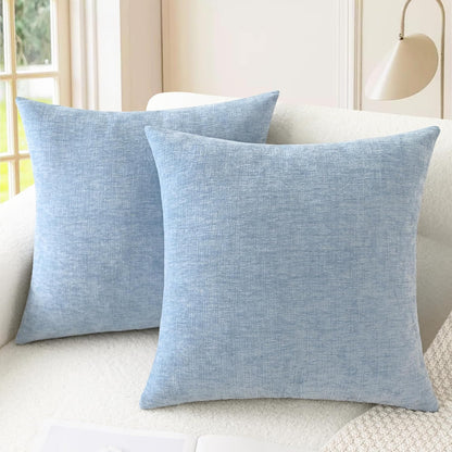 CaliTime Throw Pillow Covers Decorative 18 X 18 Inches Pack of 2 Cozy Chenille Cushion Cases for