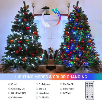 JMEXSUSS 100 LED Cool White & Multicolor Christmas Lights Indoor, Color Changing String Lights Plug