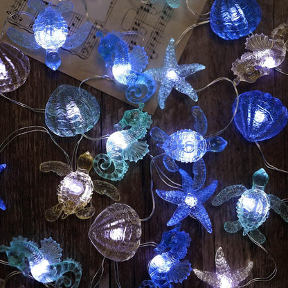 Ocean Theme String Lights Indoor Nautical Décor-USB or Battery Operated 10ft 30 LED Sea Horse