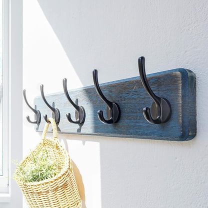 Dseap Coat Rack Wall: Patented, Heavy-Duty, 5-Double-Hooks Wooden Wall Mounted Coat Rack Coat