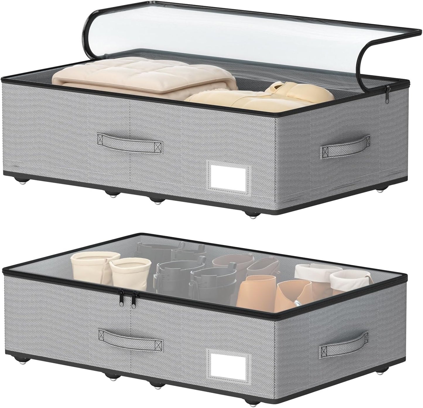 Under Bed Storage with Wheels, No Assemble Required 7.5 inches height Under Bed Storage bins,Large