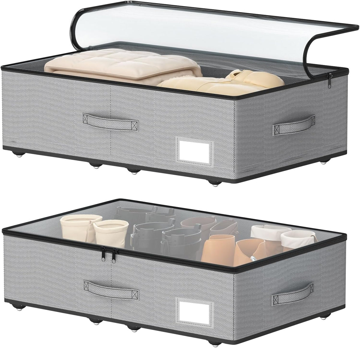 Under Bed Storage with Wheels, No Assemble Required 7.5 inches height Under Bed Storage bins,Large