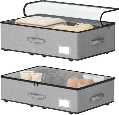 Under Bed Storage with Wheels, No Assemble Required 7.5 inches height Under Bed Storage bins,Large