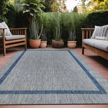 Bordered Outdoor Rug 9x12 Washable Outside Carpet for Indoor Patio Porch Waterproof Easy Cleaning