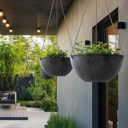 LA JOLIE MUSE Large Hanging Planters for Outdoor Plants - 13 Inch Hanging Flower Pots with Drainage
