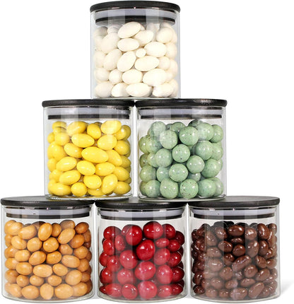 Urban Green Glass Jars with Airtight Black Lids, Food Storage Container with Airtight Lids, Glass