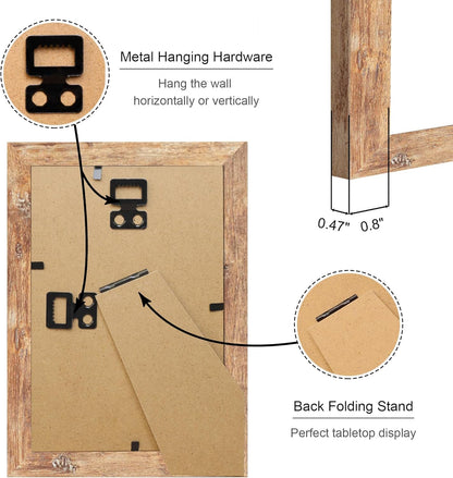 4x6 Picture Frame Set of 4, 4 x 6 Wood Photo Frames with Mat for 3.5x5, Natural Wooden Frame with