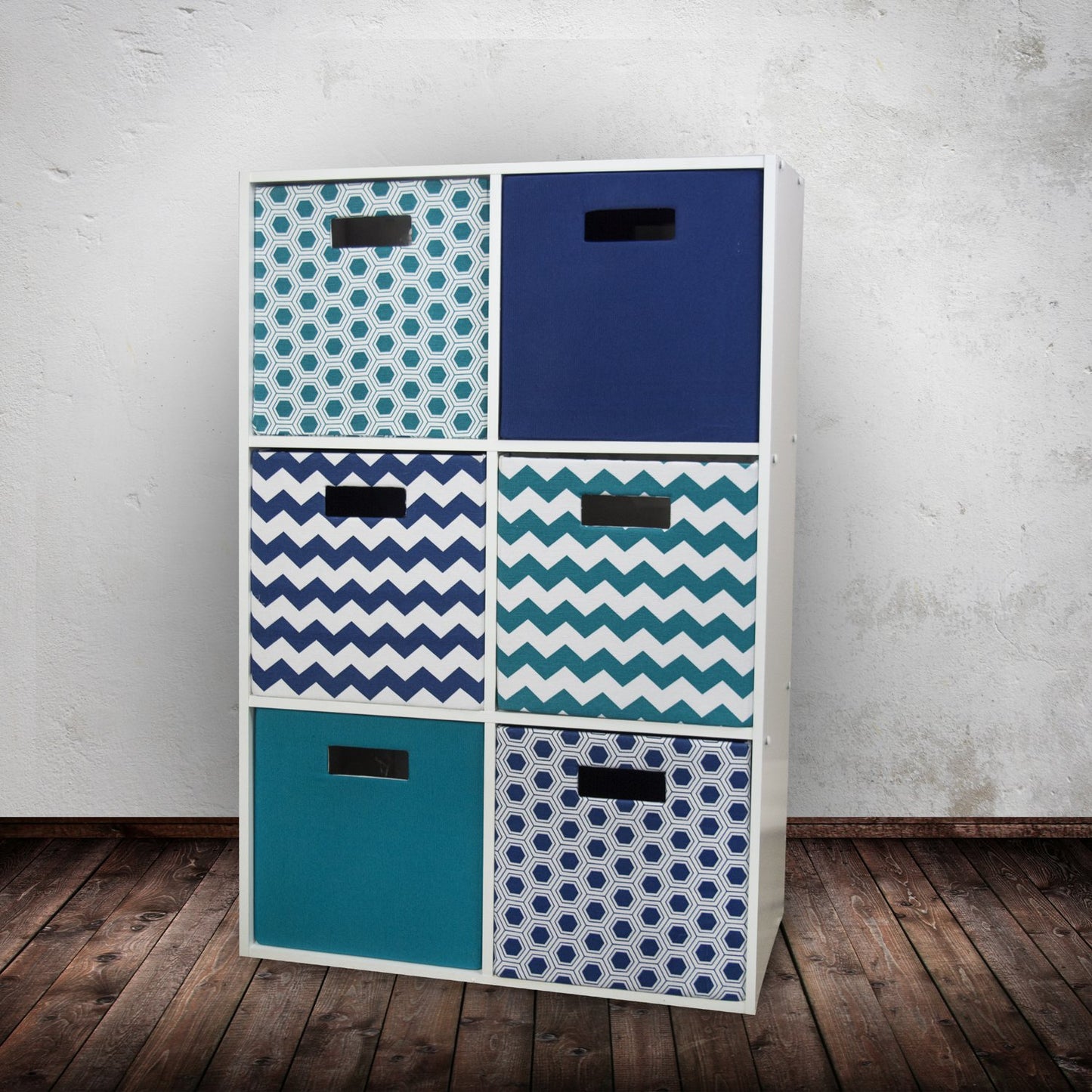 DII Polyester Cube Storage Collection Hard Sided Collapsible, 11x11x11, Nautical Blue