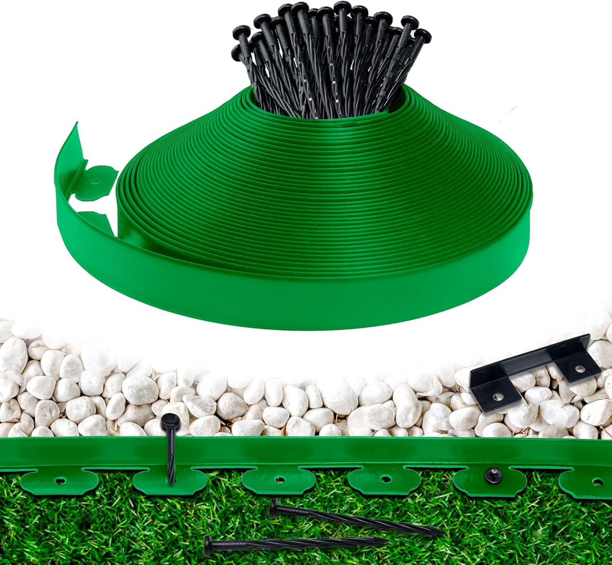 Landscape Edging Border 100 FT 2 Inch Tall with 180 Spikes, Plastic Edging for Landscaping, Garden
