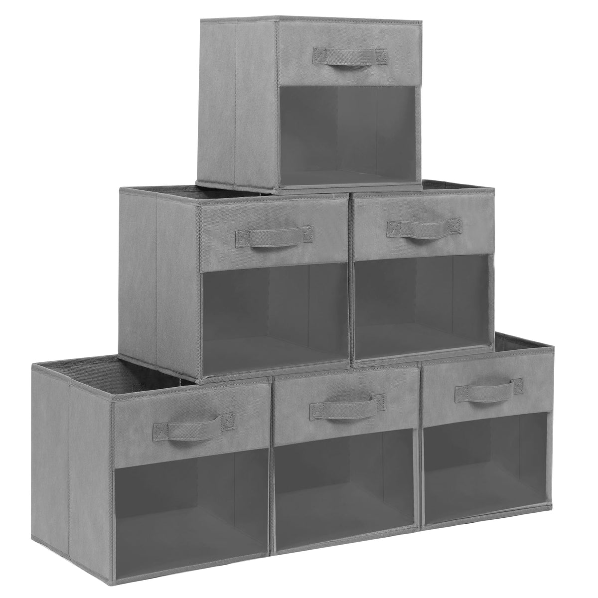 11x11 Large Storage Bins with Clear Window, Set of 6 Storage Cubes, Collapsible Cube Storage Bins