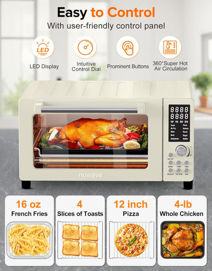 Nuwave Bravo Pro Smart Air Fryer Toaster Oven Combo, Airfryer Convection Oven Countertop, 10-in-1