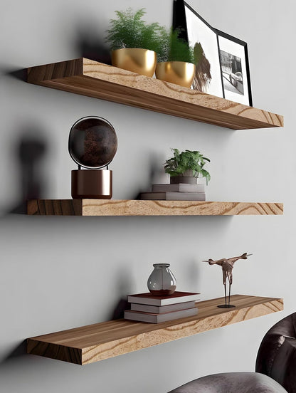 Wood Floating Shelves for Wall, Rustic Wall Shelves for Bedroom, Wall Mounted Floating Shelf, Set