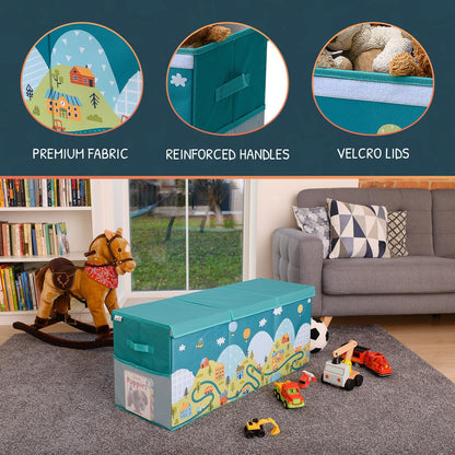 Extra Large Toy Storage Organizer with Lid - Sturdy, Collapsible Toy Chest Storage Box with Cute