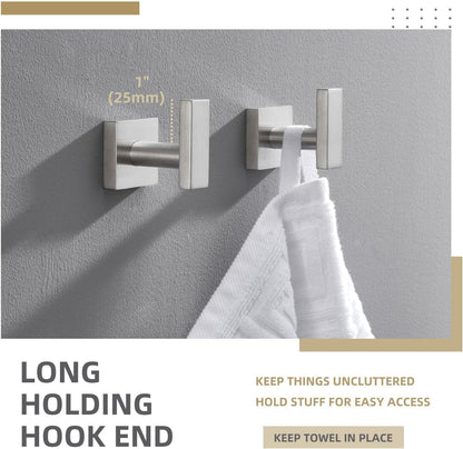 Angle Simple Bathroom Towel Hook 2 Pack, SUS304 Stainless Steel Bath Robe Holder, Modern Coat Hook