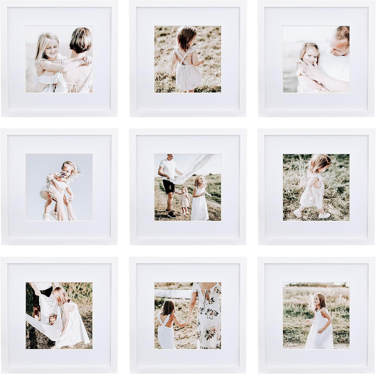 Sheffield Home 9 Piece Gallery Wall Frame Set, 12x12 Inch, White