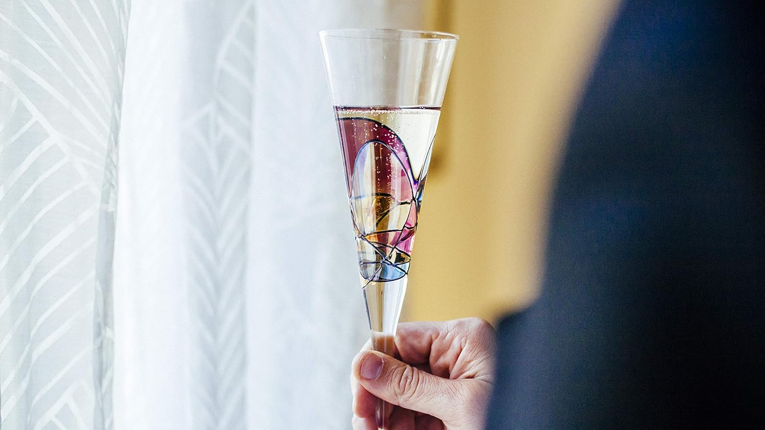 Victoria Barcelona Champagne Flute - 7.5 Oz Mouth-Blown Hand Painted, Antoni Gaudi & Murano