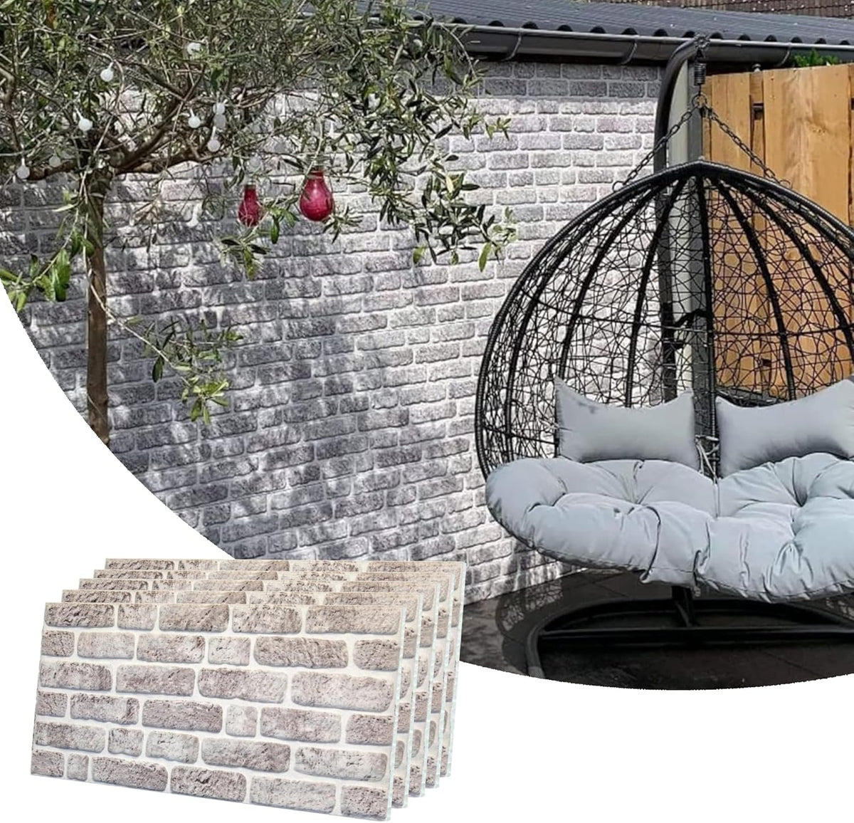 Dundee Deco 3D Wall Panels Faux Brick - Cladding, White Grey Stone Look Wall Paneling, Styrofoam
