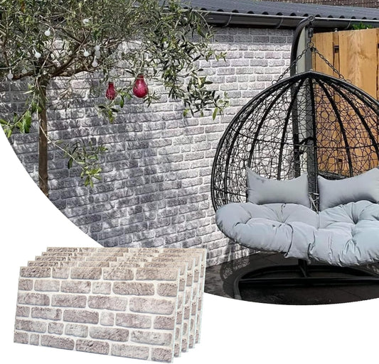 Dundee Deco 3D Wall Panels Faux Brick - Cladding, White Grey Stone Look Wall Paneling, Styrofoam