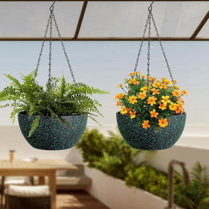 12 inch Large Hanging Planters for Indoor Outdoor Plants, 2 Pack Hanging Flower Pots with Drainage
