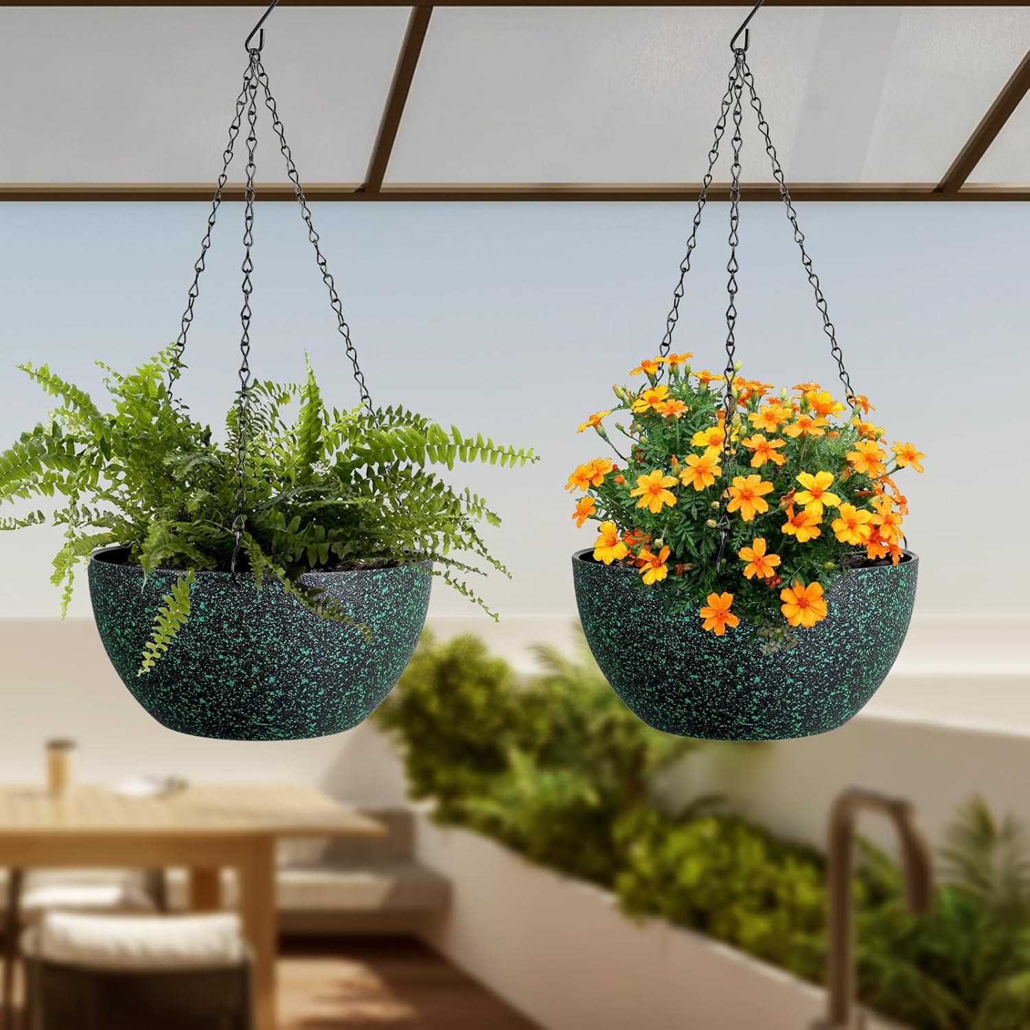 8 inch Small Hanging Planters for Indoor Outdoor Plants, 2 Pack Hanging Flower Pots with Drainage