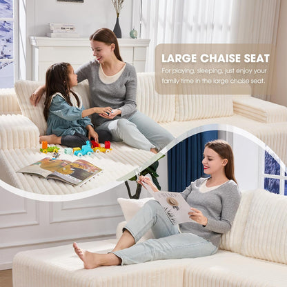Hobestluk 96” Modular Sectional Sofa Couches L-Shape Couch 3 Seat Modular Sofa Memory Foam