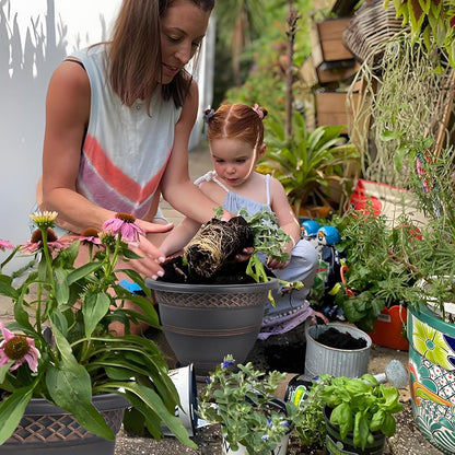 4 Pack 12 Inch Large Plant Pots, Plastic Flower Pot for Indoor & Outdoor with Drainage Holes &