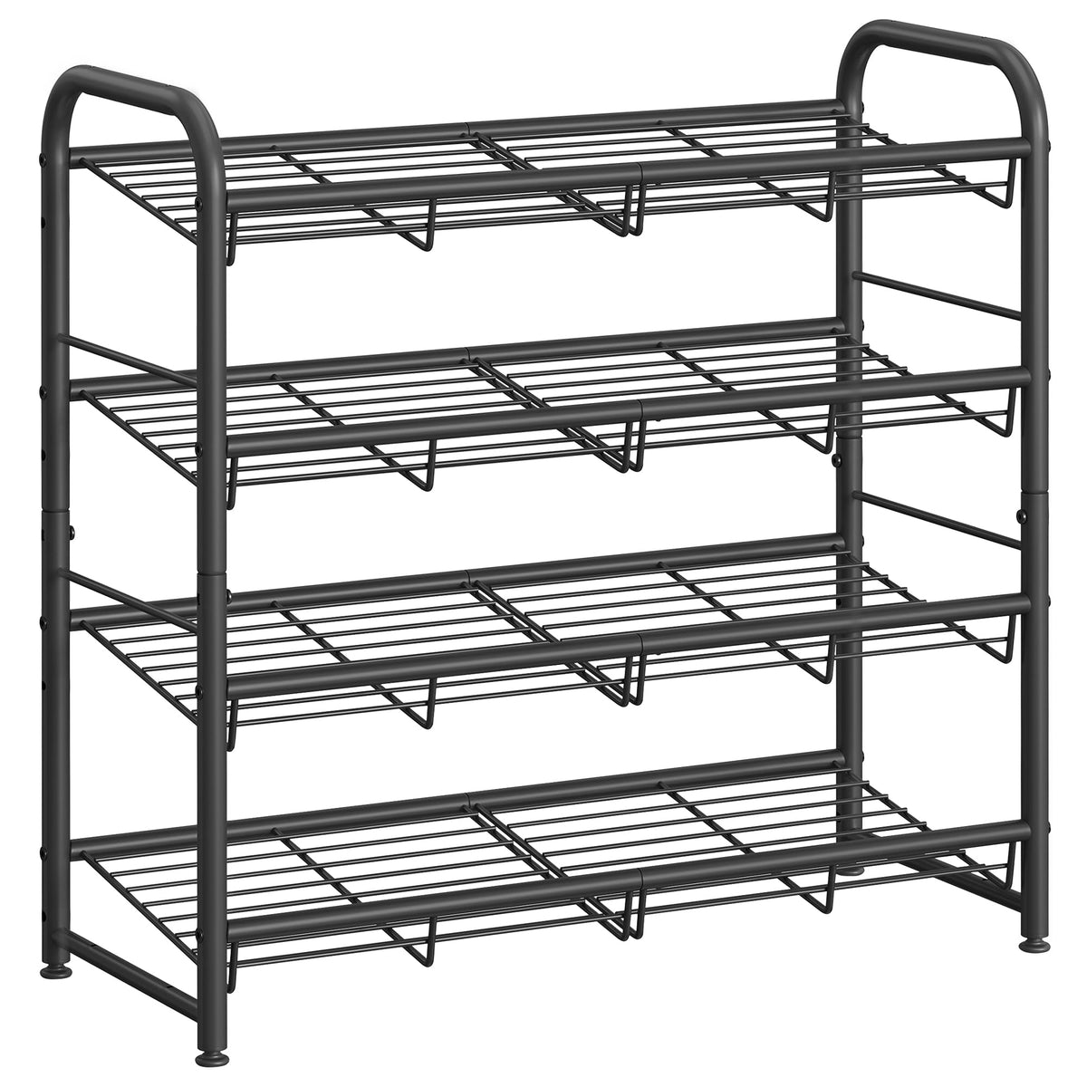 SONGMICS Stackable Shoe Rack, 4 Tier Metal Shoes Rack Storage Shelf, Holds up to 16 Pairs Shoes