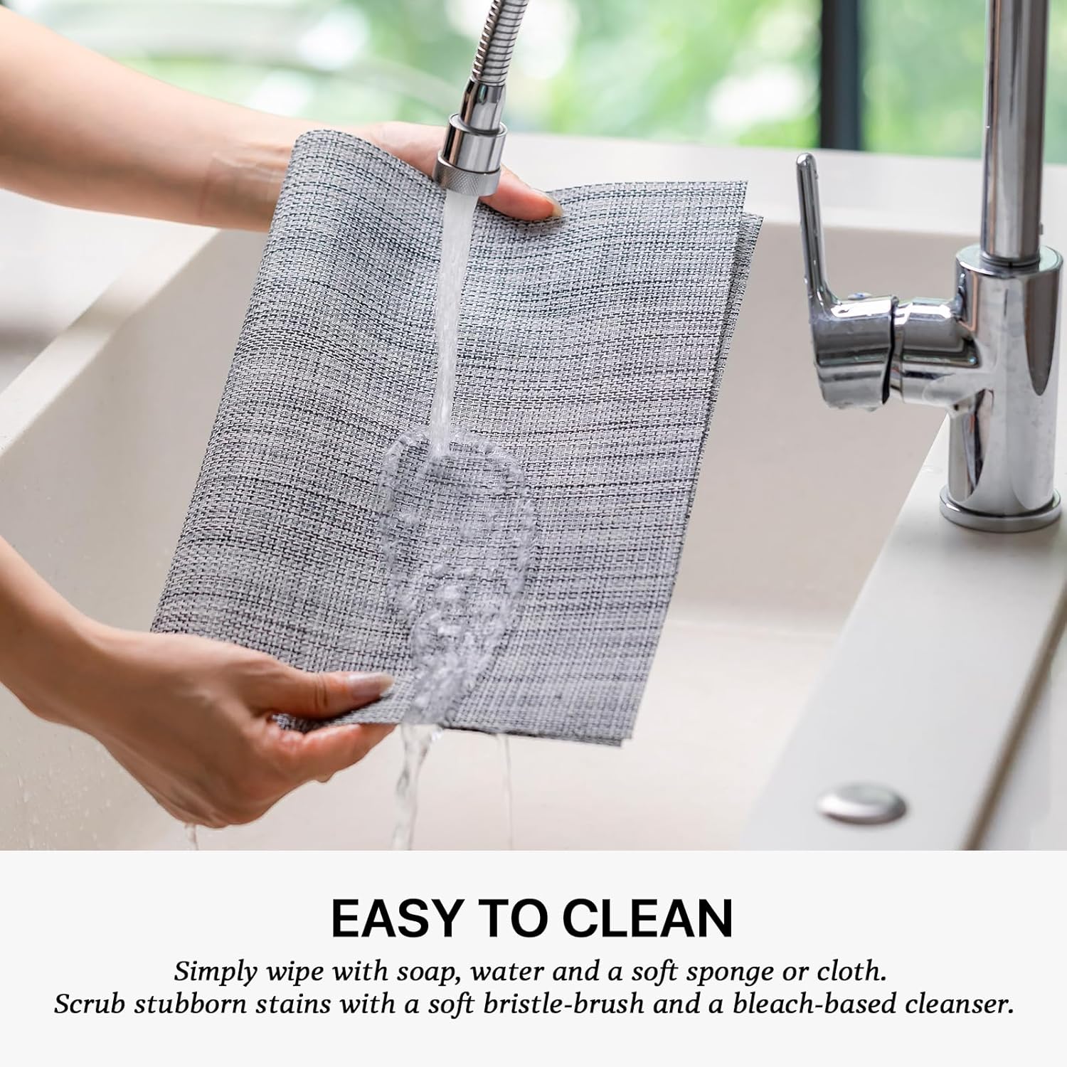 LEXMORE Placemats Set of 6 Vinyl/Plastic Woven Place Mats for Kitchen Table Indoor/Outdoor Washable