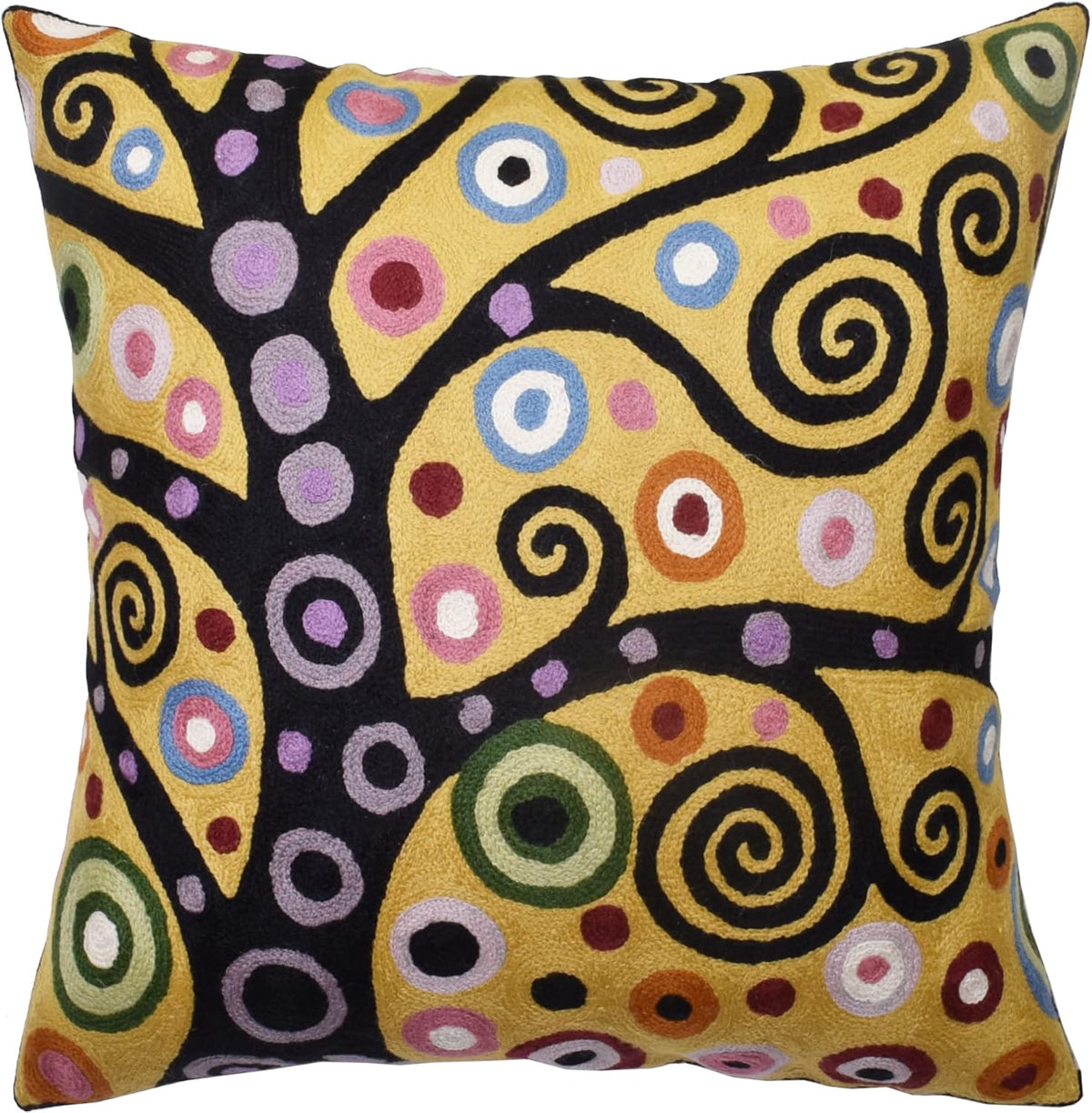 Klimt Yellow Tree of Life Pillow Cover Gold Floral Pillowcase Flower Botanical Gold Accent Suzani