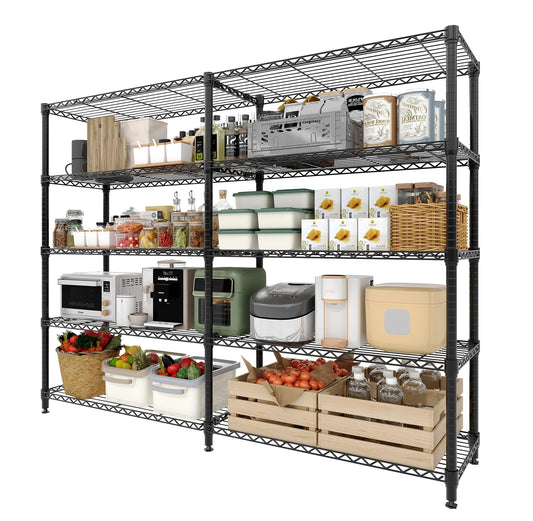 PeacefulHues 5-Tier Storage Shelves Heavy Duty Wire Shelving Unit, 70" H Metal Shelving Pantry