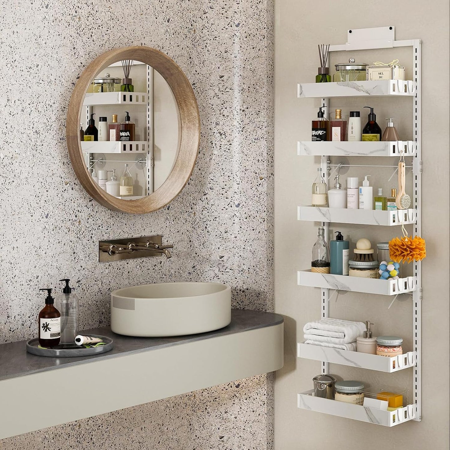 bukfen Over the Door Pantry Organizer, 6-Tier Adjustable Basket Kitchen Pantry Door Organization